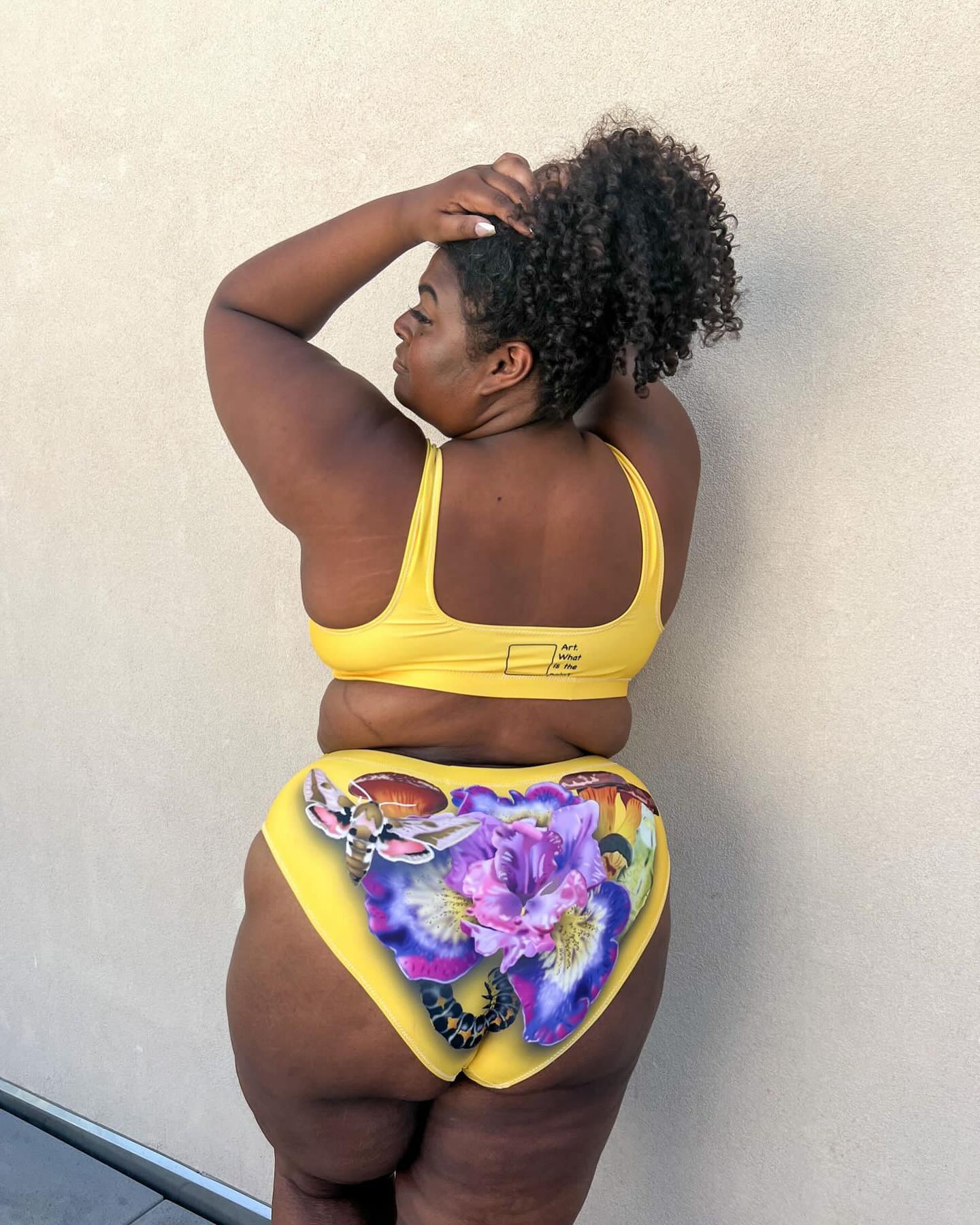 Mushrooms Be Buggin' high-waisted bikini