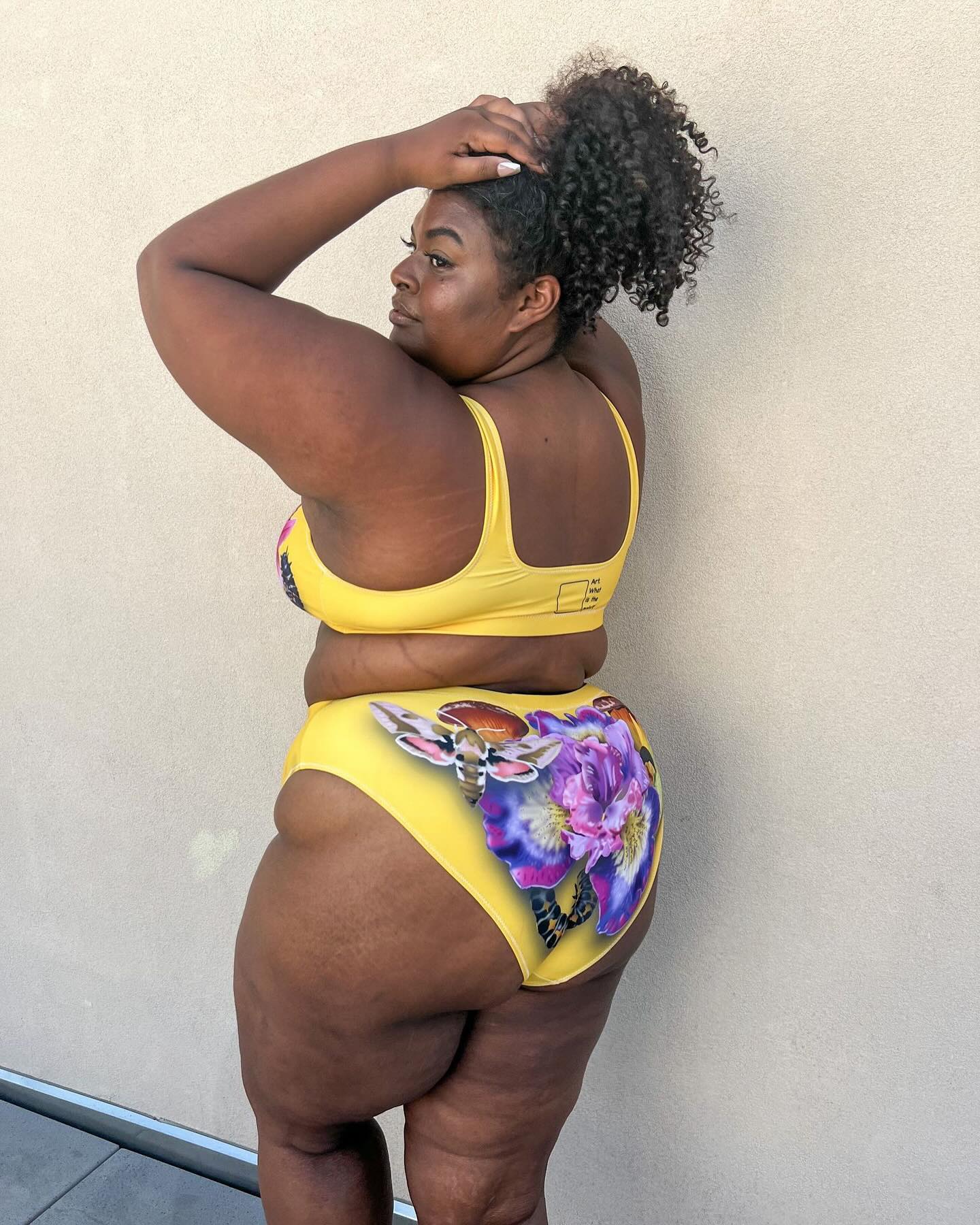 Mushrooms Be Buggin' high-waisted bikini